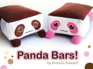The super cute and kawaii chocolate and strawberry panda bar plushies!