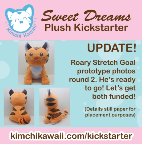 Updated prototype of the Roary tiger plush stretch goal. Details are paper for placement, but will be embroidered in the final version.